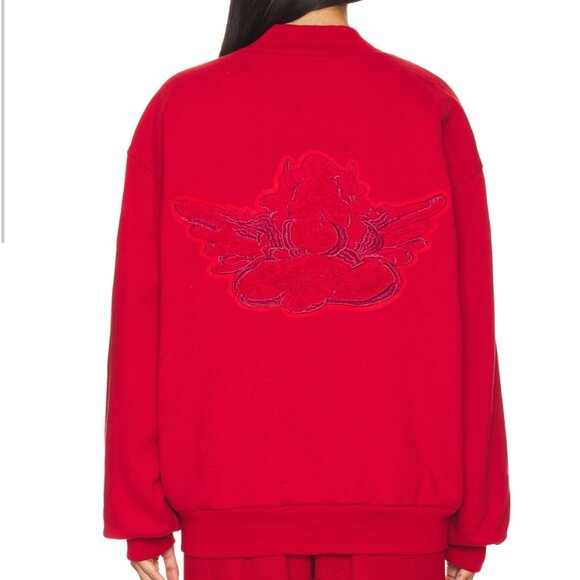 BOYS LIE Red Roses, Red Roses Velour Sweatshirt Bomber Jacket M/L $250 - Picture 2 of 11